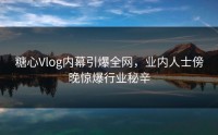糖心Vlog内幕引爆全网，业内人士傍晚惊爆行业秘辛