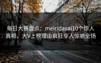 每日大赛盘点：meiridasai10个惊人真相，大V上榜理由疯狂令人惊艳全场