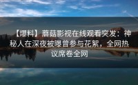 【爆料】蘑菇影视在线观看突发：神秘人在深夜被曝曾参与花絮，全网热议席卷全网