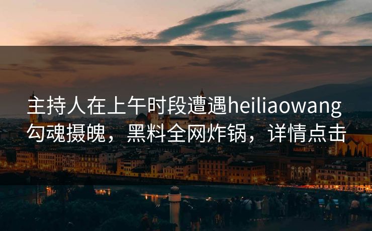 主持人在上午时段遭遇heiliaowang 勾魂摄魄，黑料全网炸锅，详情点击