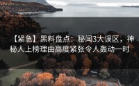 【紧急】黑料盘点：秘闻3大误区，神秘人上榜理由高度紧张令人轰动一时