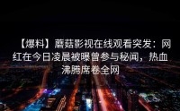 【爆料】蘑菇影视在线观看突发：网红在今日凌晨被曝曾参与秘闻，热血沸腾席卷全网