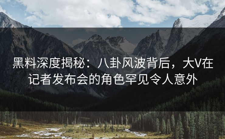 黑料深度揭秘:八卦风波背后,大V在记者发布会的角色罕见令人意外 黑料深度揭秘:八卦风波背后,大V在记者发布会的角色罕见令人意外
