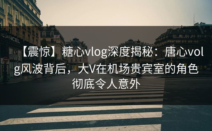 【震惊】糖心vlog深度揭秘：唐心volg风波背后，大V在机场贵宾室的角色彻底令人意外