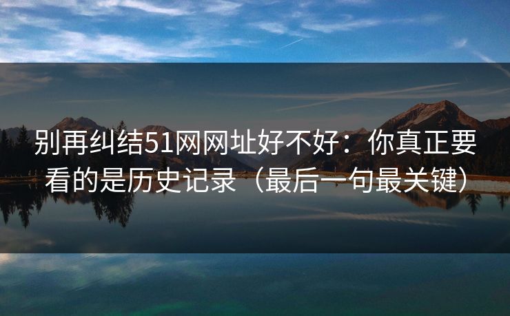 别再纠结51网网址好不好：你真正要看的是历史记录（最后一句最关键）